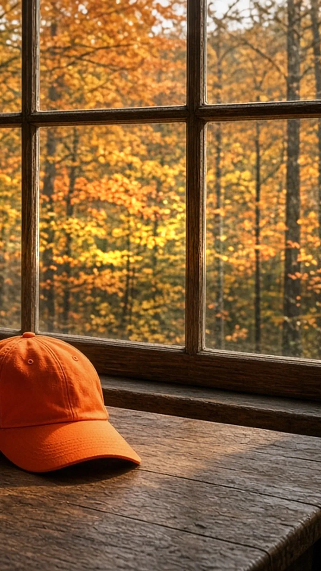 A quiet rustic classroom table by a window with a closed notebook